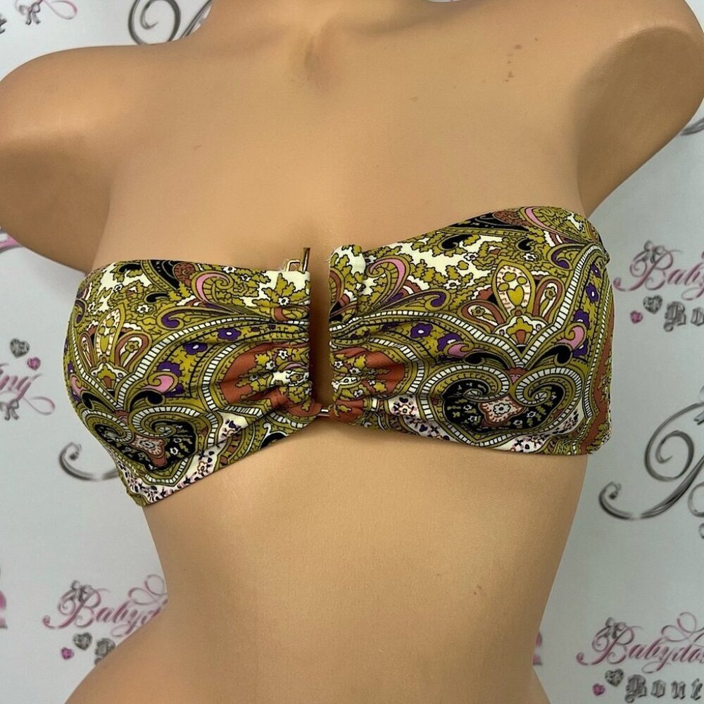 Victoria secret bikini top strapless boho gold Paisley Strapless Bandeau Top